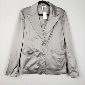 Y2K‎ Max Rave Size XL Gray Shine Blazer Jacket Office Siren Downtown Girl NWT